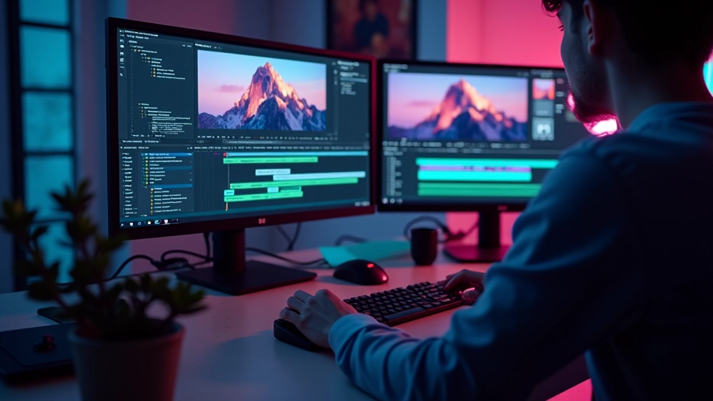 Pantalla de computadora mostrando software de edición de video con líneas de tiempo y efectos de animación